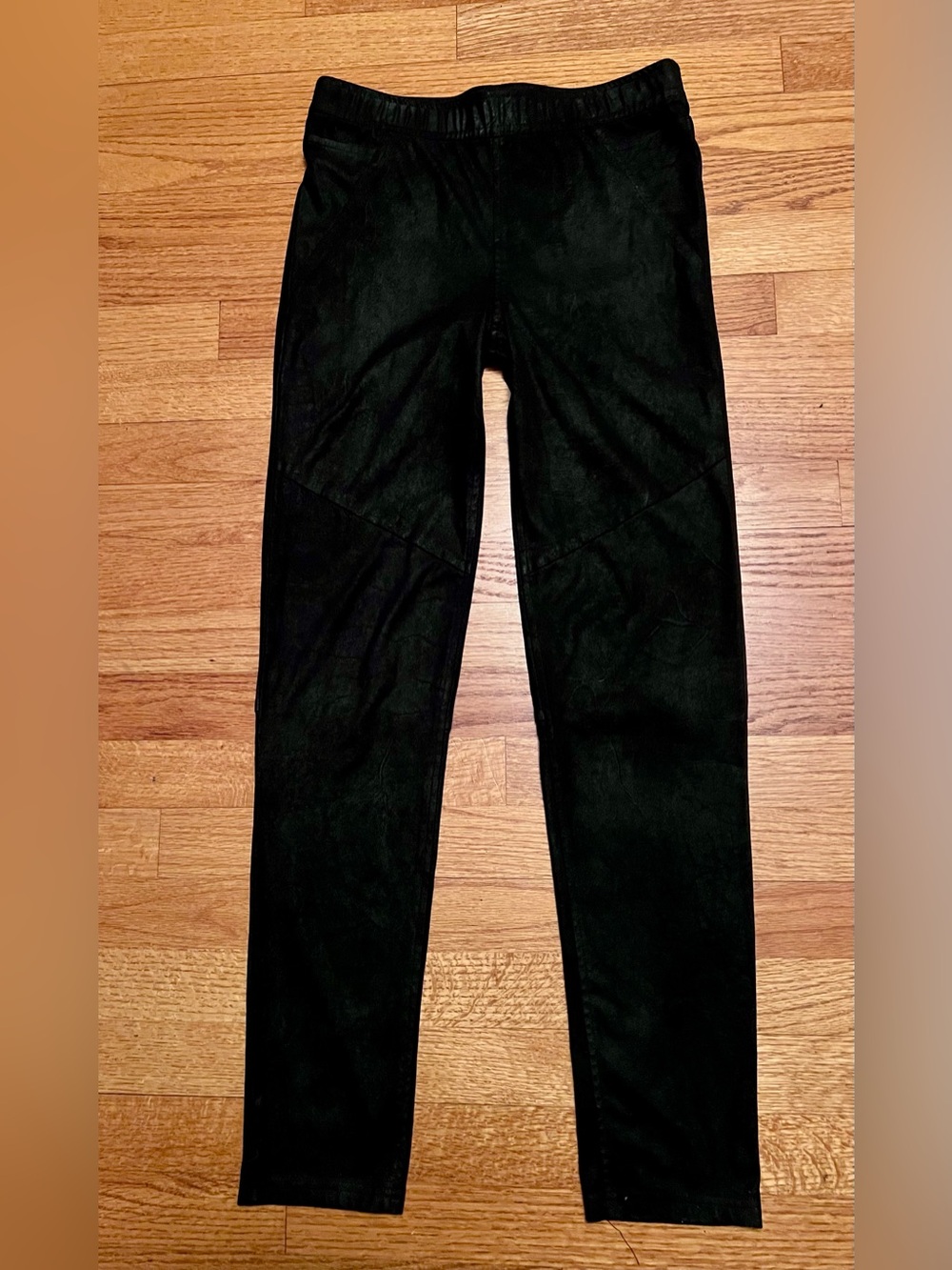 Stella Luce Black Faux Suede Leggings Pants Diagonal Embellishment- Size Large